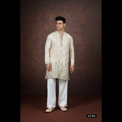 Beige Art Silk Kurta Pajama (NMK-9198)