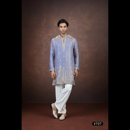 Shiny Slate Blue Art Silk Kurta Pajama (NMK-9199)