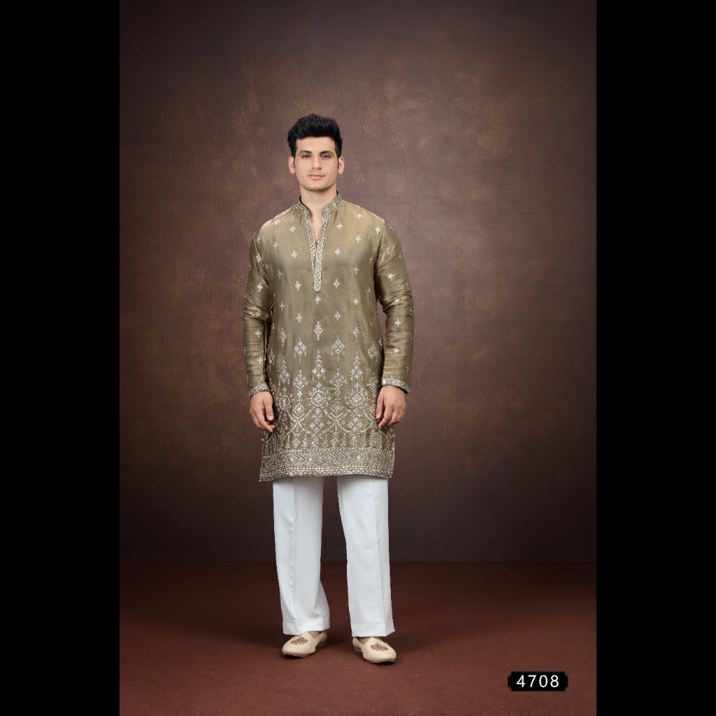 Mehendi Green Art Silk Kurta for Men (NMK-9200)