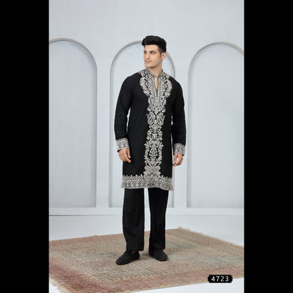 Black Art Silk Kurta Pajama (NMK-9208)