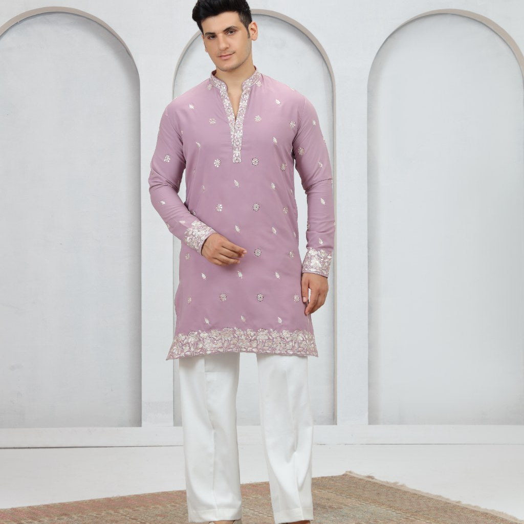 Purple Art Silk Kurta Pajama (NMK-9209)