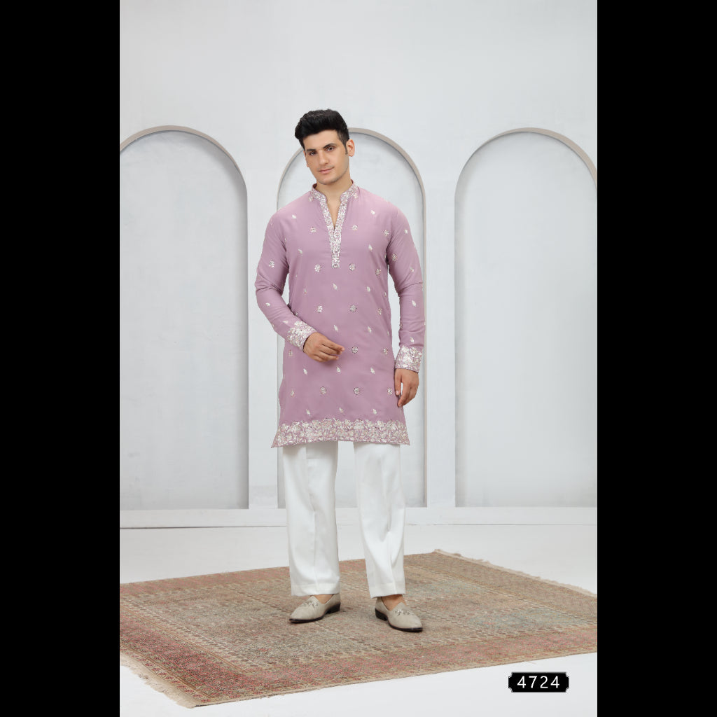 Purple Art Silk Kurta Pajama (NMK-9209)