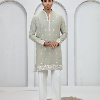 Pista Green Art Silk Kurta Pajama (NMK-9210)