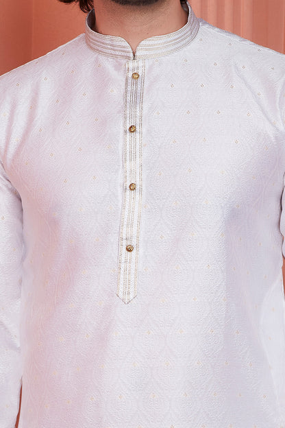 Baby Pink Jaquard Silk Brocade Kurta Pajama (NMK-8163) - Nihal Fashions
