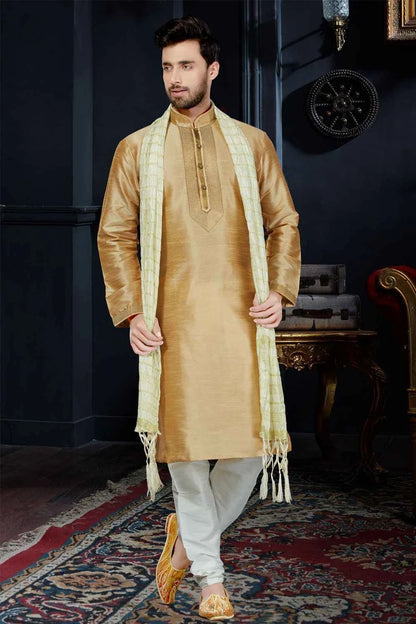 Beige Art Dupion Kurta Pajama (NMK-3436)