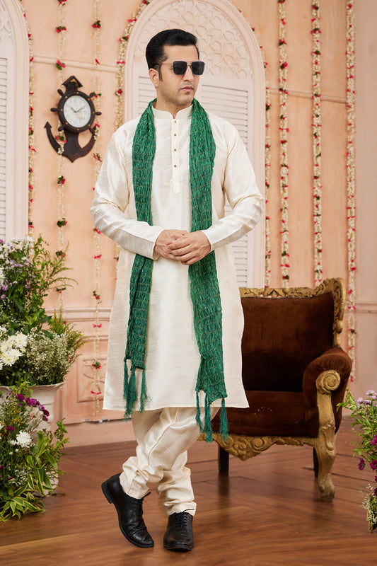 Beige Art Silk Casual Kurta Pajama (NMK-7959) - Nihal Fashions