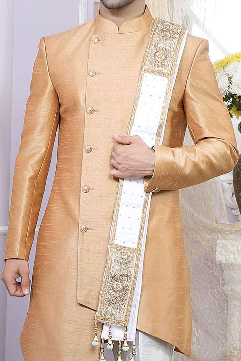 Beige Art Silk Indo Western Kurta (NMK-4090)