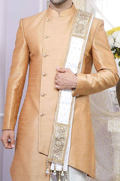 Beige Art Silk Indo Western Kurta (NMK-4090)