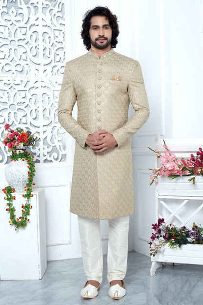 Beige Art Silk Indo Western (NMK-7695) - Nihal Fashions