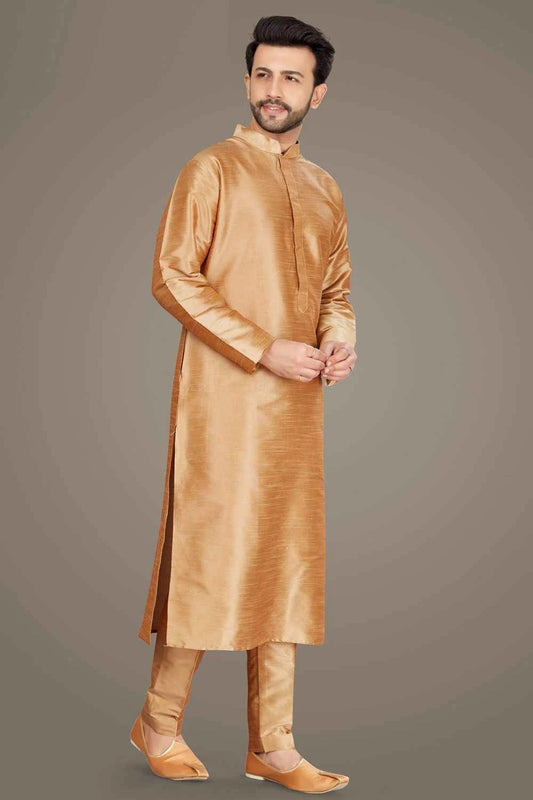 Beige Art Silk Kurta Pajama (NMK-5143)