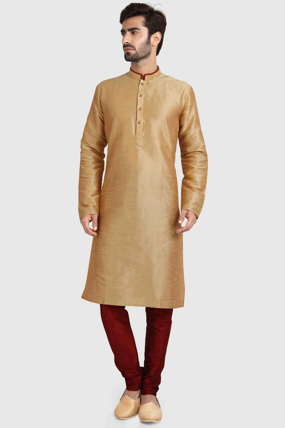 Beige Art Silk Kurta Pajama (NMK-5925)