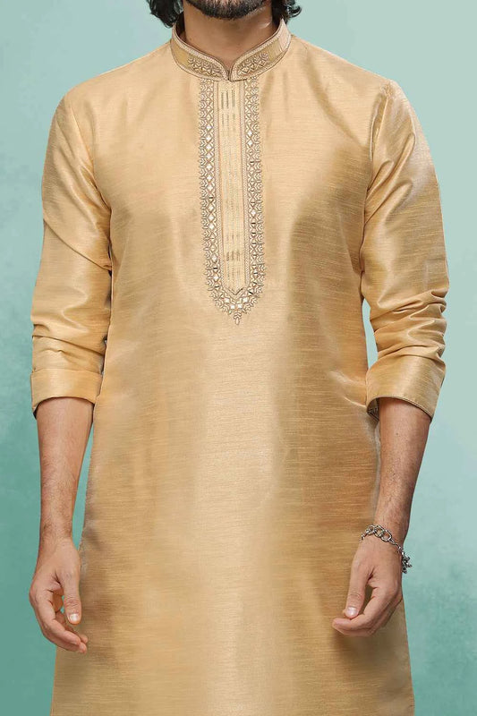 Beige Art Silk Kurta Pajama (NMK-6413)