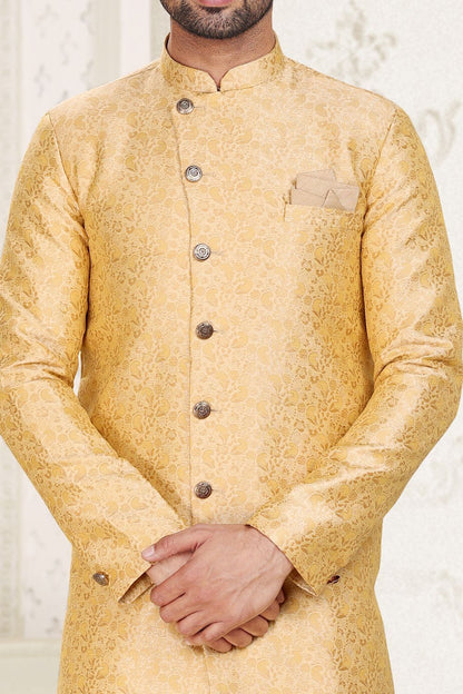 Beige Banarasi Jaquard Indo Western (NMK-6904) - Nihal Fashions