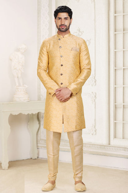 Beige Banarasi Jaquard Indo Western (NMK-6904) - Nihal Fashions