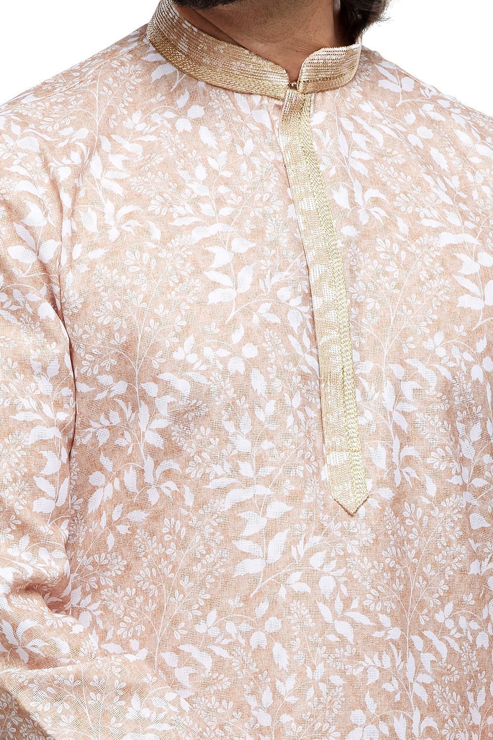 Beige Cotton Digital Printed Kurta Pajama (NMK-7471) - Nihal Fashions