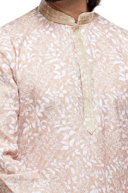 Beige Cotton Digital Printed Kurta Pajama (NMK-7471) - Nihal Fashions