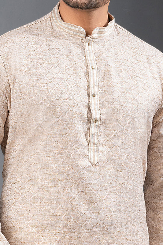 Beige Cotton Kurta Pajama (NMK-8727) - Nihal Fashions