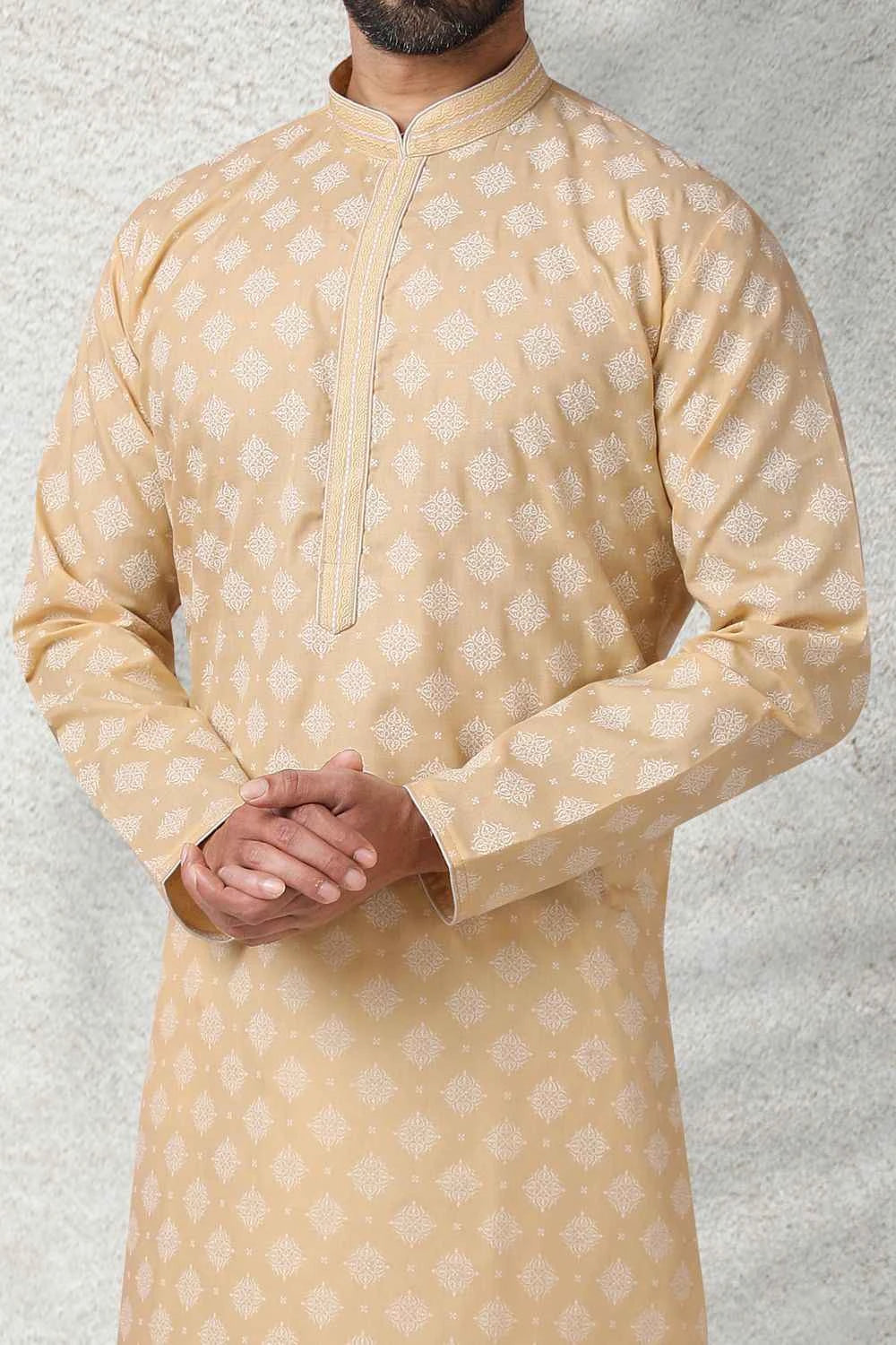 Beige Cotton Mens Kurta (NMK-5752)