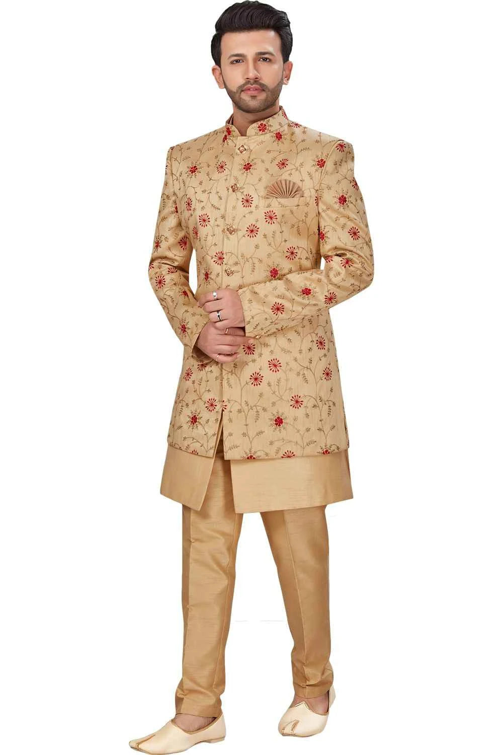Beige Dupion Silk Indo Western (NMK-4967)