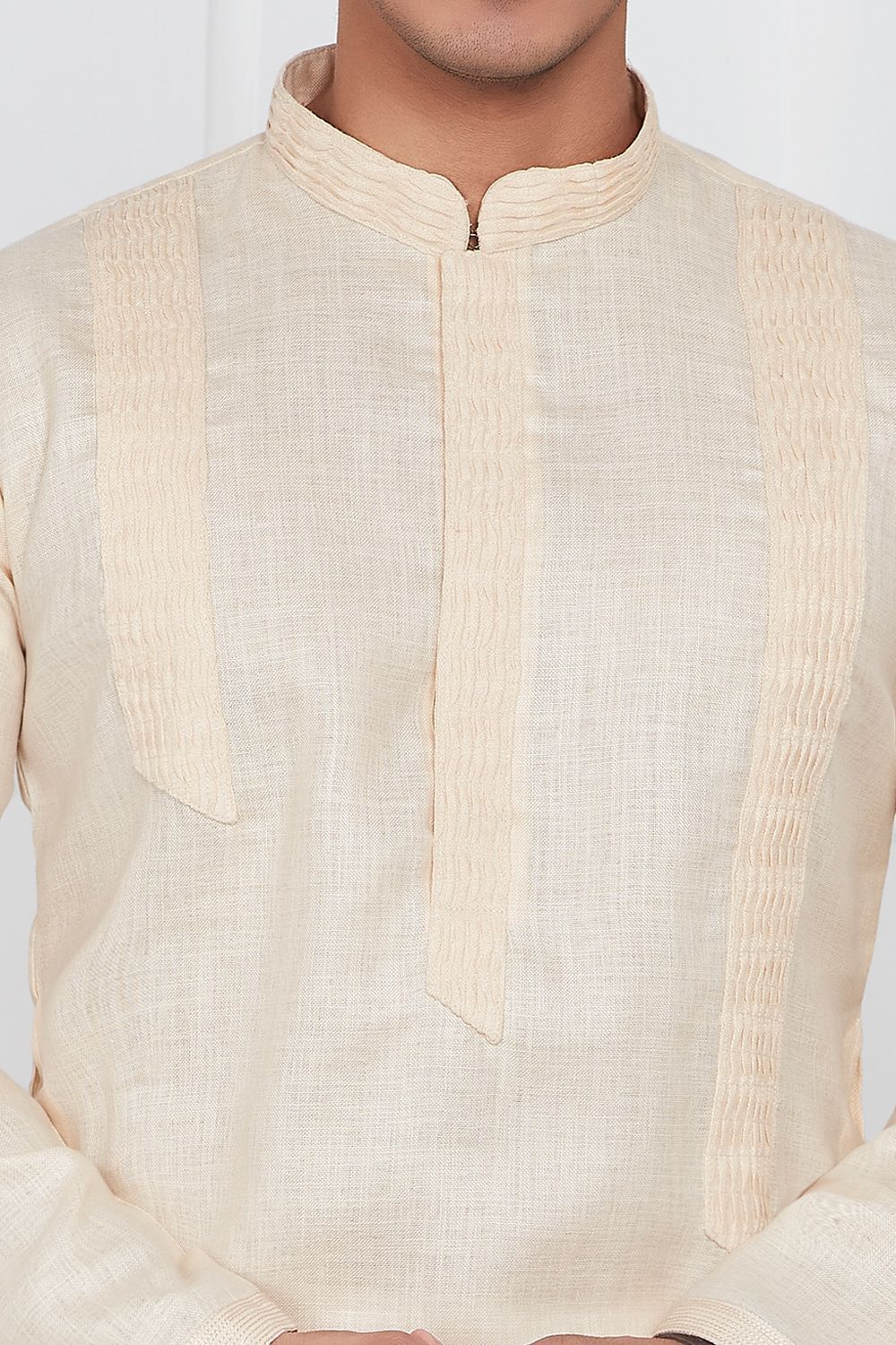 Beige Linen Cotton Kurta Pajama (NMK-7581) - Nihal Fashions