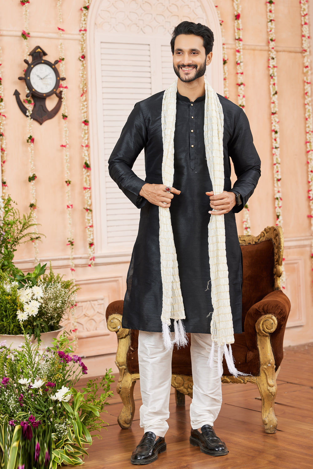Black Art Silk Casual Kurta Pajama (NMK-7963) - Nihal Fashions