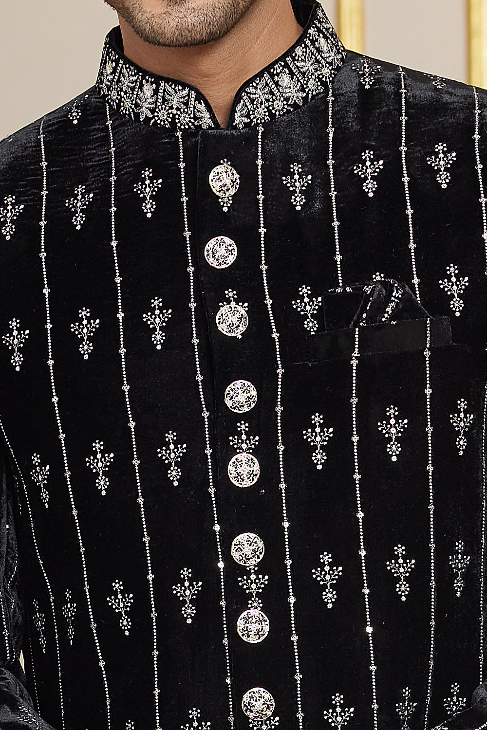 Black Art Silk Indo Western for Men (NMK-8278) - Nihal Fashions