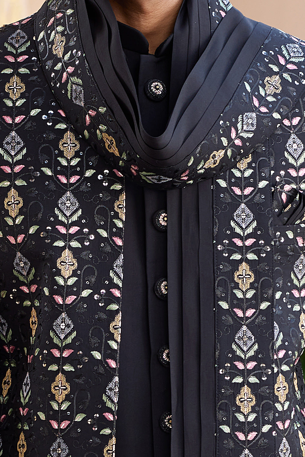 Black Art Silk Indo Western (NMK-8198) - Nihal Fashions