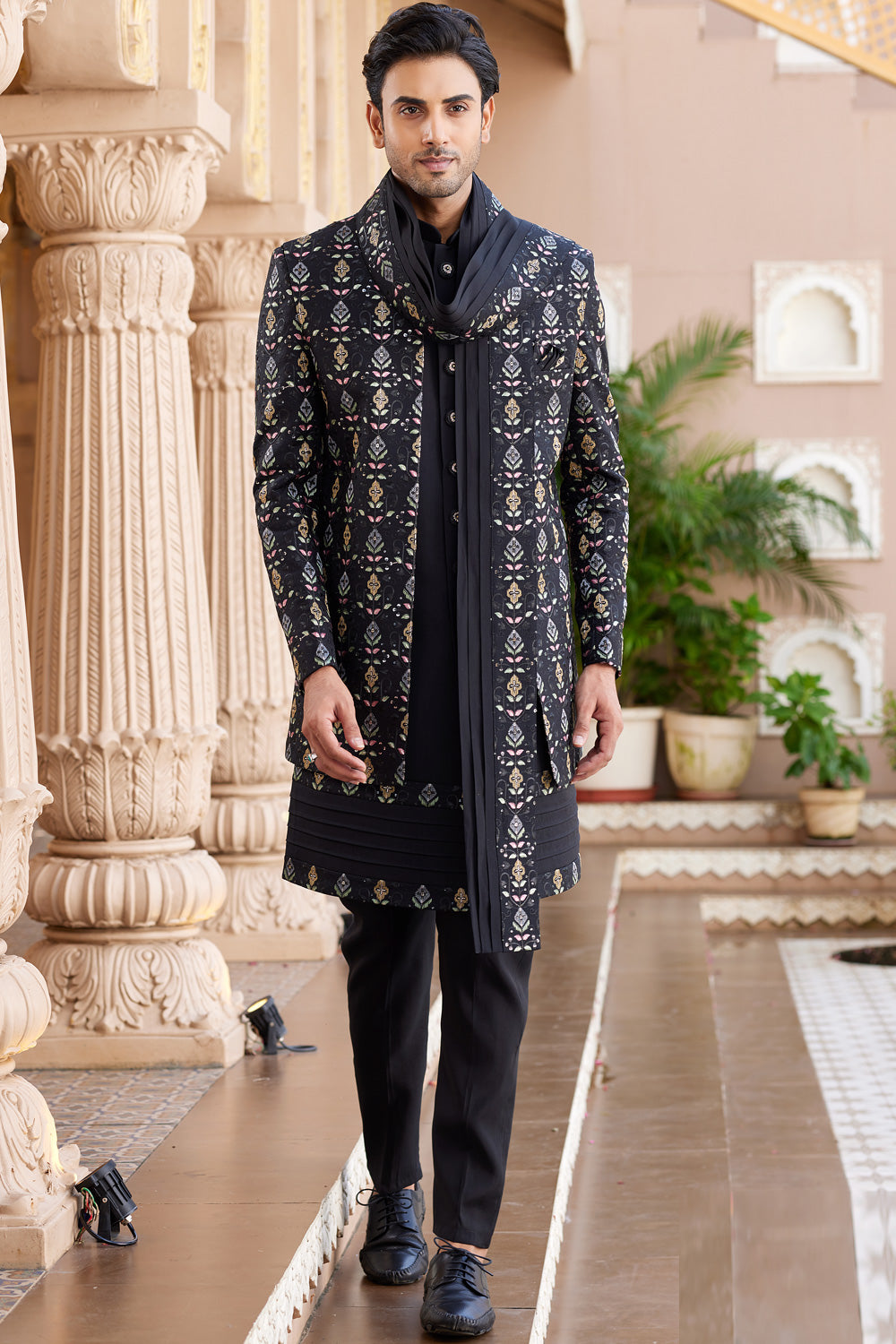 Black Art Silk Indo Western (NMK-8198) - Nihal Fashions