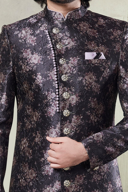 Black Art Silk Indo Western (NMK-8428) - Nihal Fashions