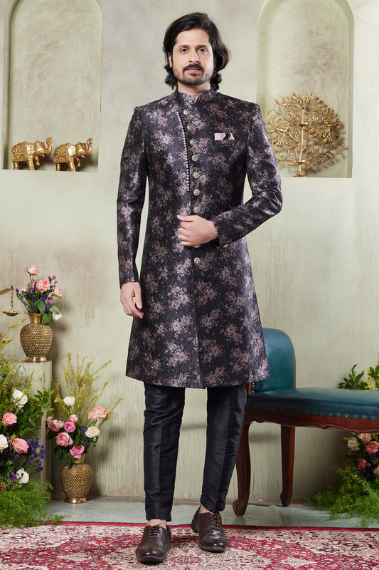 Black Art Silk Indo Western (NMK-8428) - Nihal Fashions