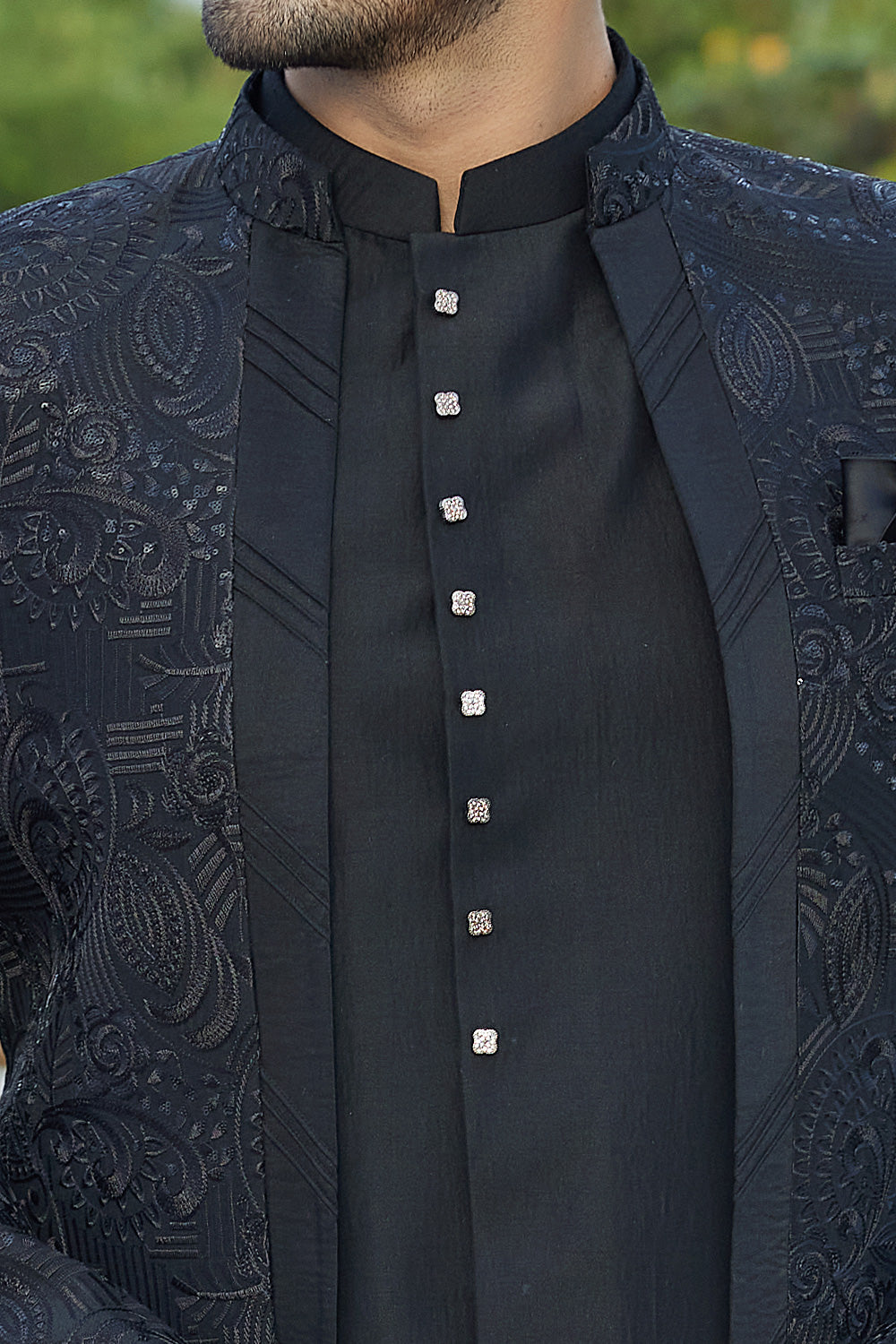 Black Art Silk Jodhpuri (NMK-8221) - Nihal Fashions