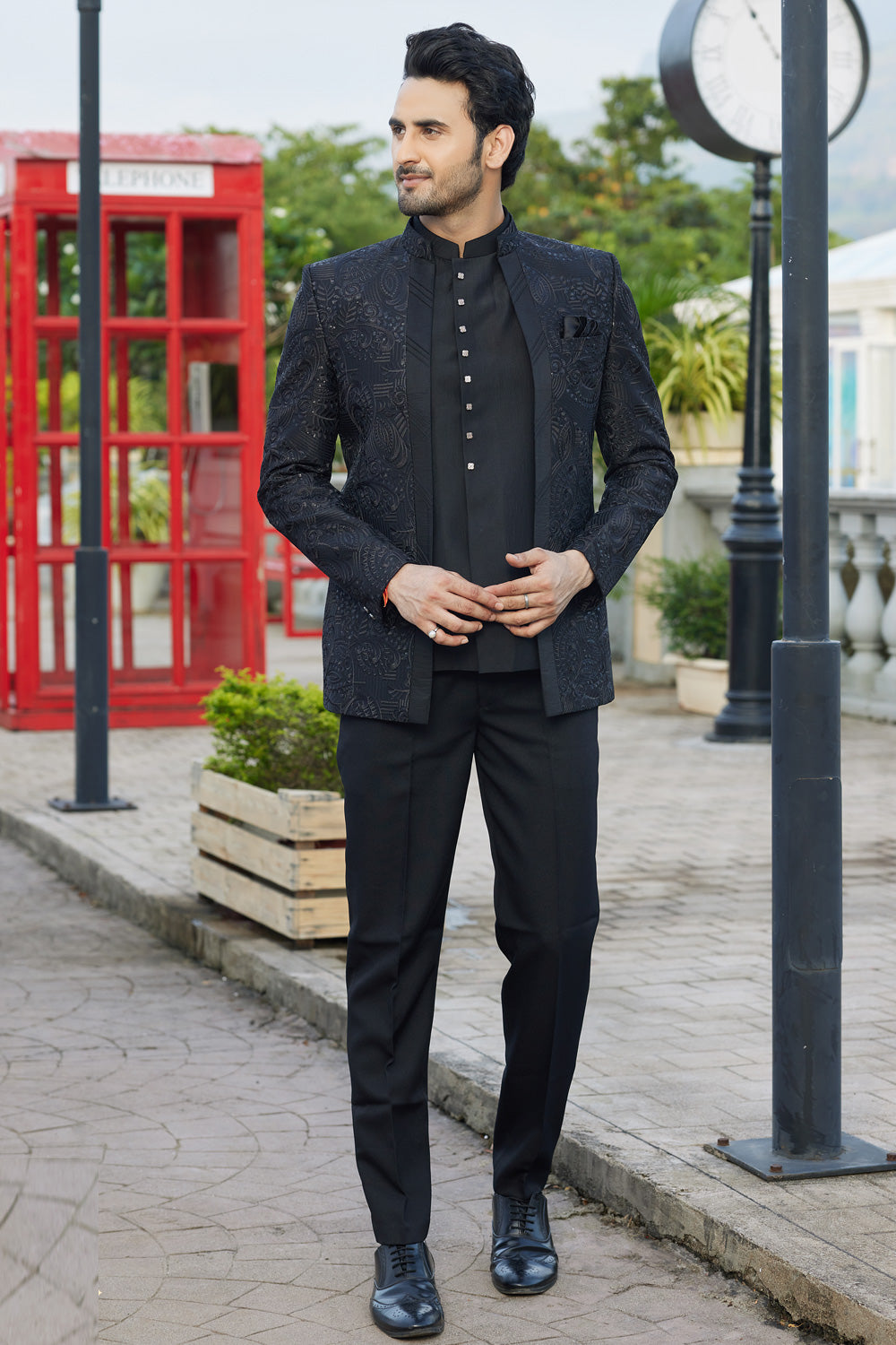Black Art Silk Jodhpuri (NMK-8221) - Nihal Fashions