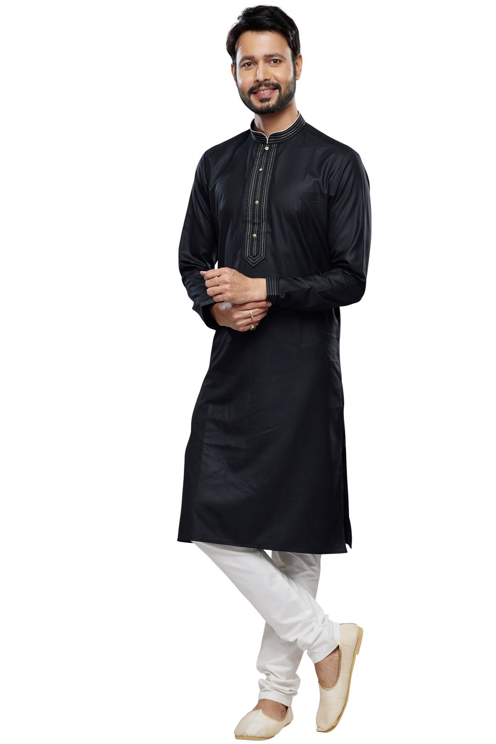 Black Art Silk Kurta Pajama (NMK-7498) - Nihal Fashions