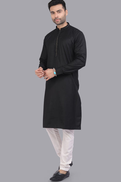 Black Art Silk Mens Kurta Pajama (NMK-7514) - Nihal Fashions