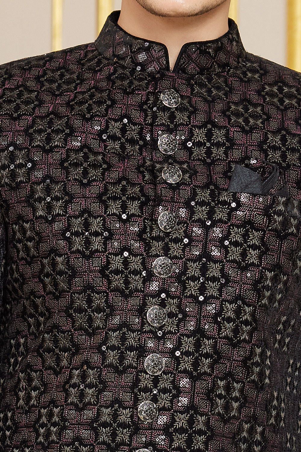 Black Art Silk Partywear Indo Western (NMK-8279) - Nihal Fashions