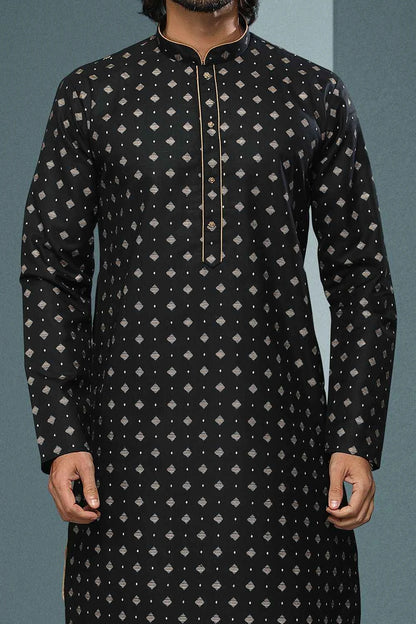 Black Cotton Kurta Pajama (NMK-6210)