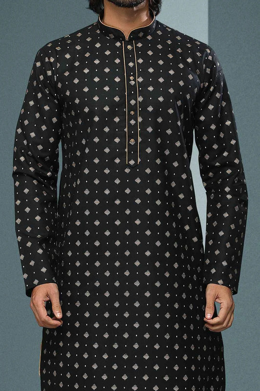 Black Cotton Kurta Pajama (NMK-6210)