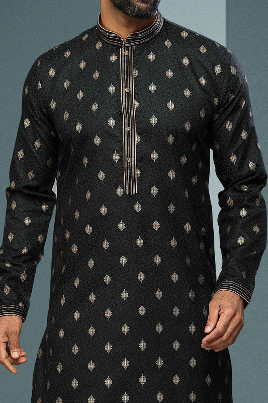 Black Cotton Mens Kurta Pajama (NMK-6218)