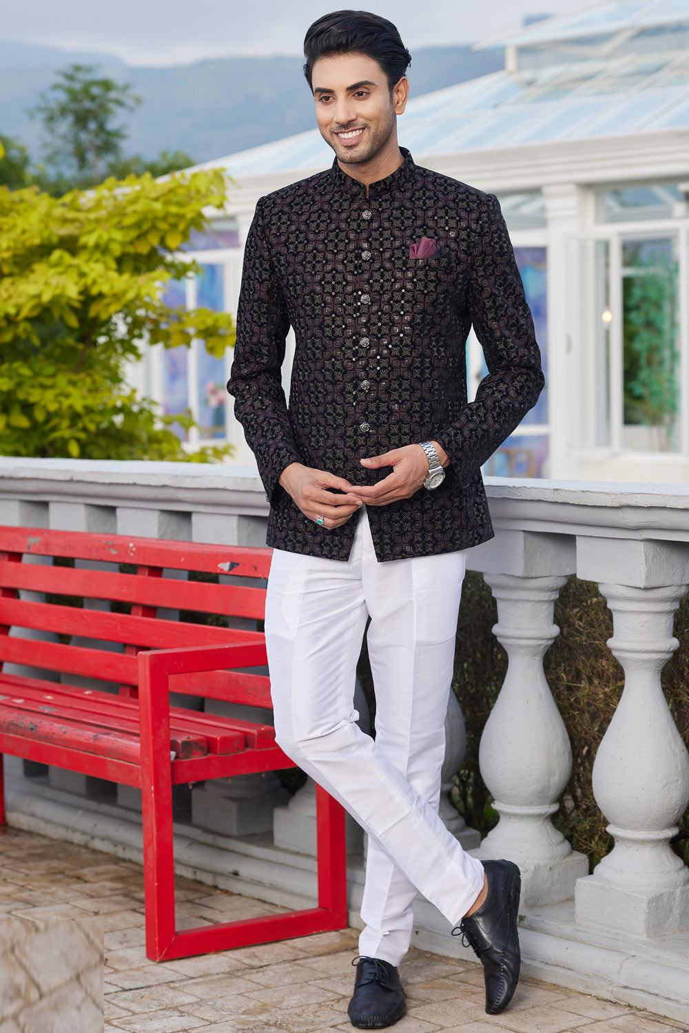 Black Velvet Jodhpuri (NMK-8223) - Nihal Fashions