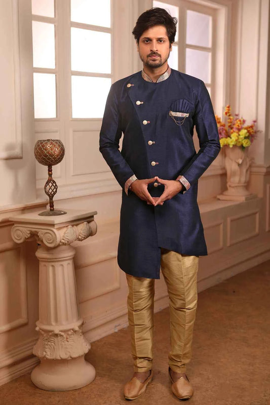 Blue Art Banarasi Silk Indo Western (NMK-4470)