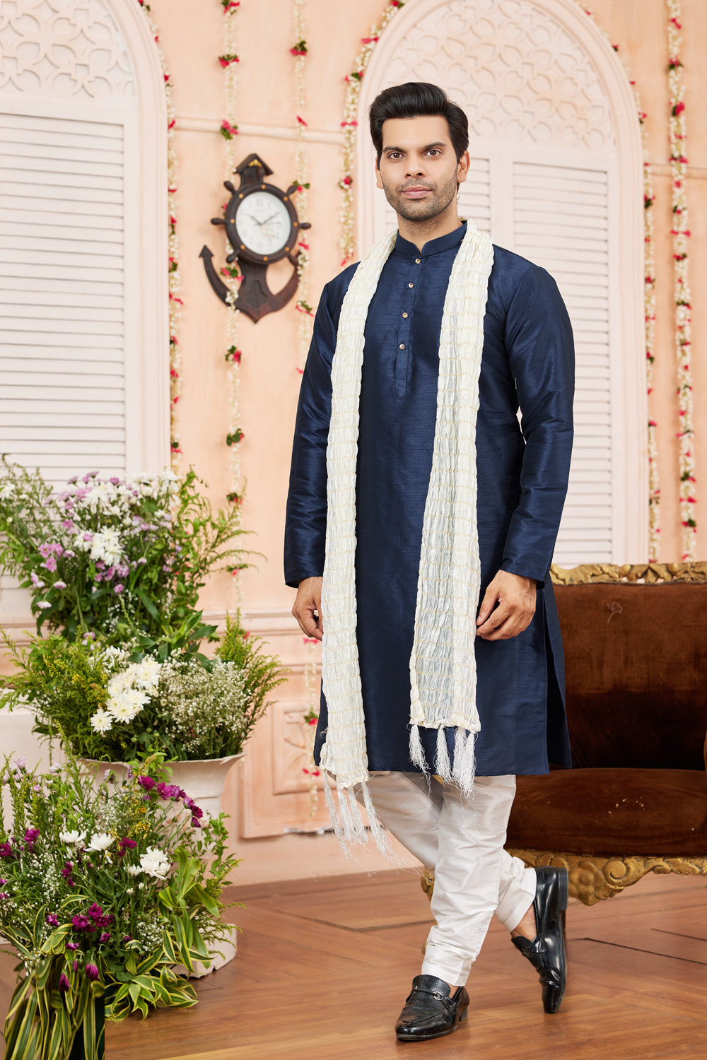 Blue Art Silk Casual Kurta Pajama (NMK-7960) - Nihal Fashions