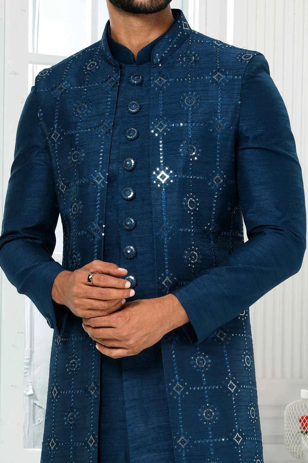 Blue Art Silk Indo Western (NMK-6285)