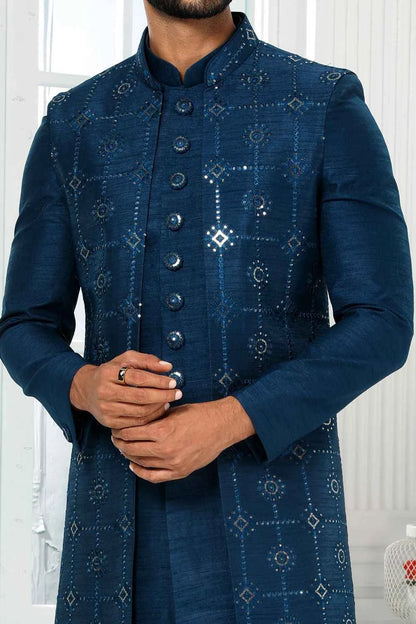Blue Art Silk Indo Western (NMK-6285)