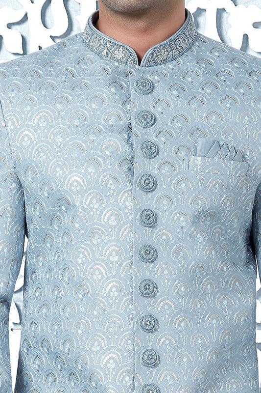 Blue Art Silk Indo Western (NMK-7694) - Nihal Fashions