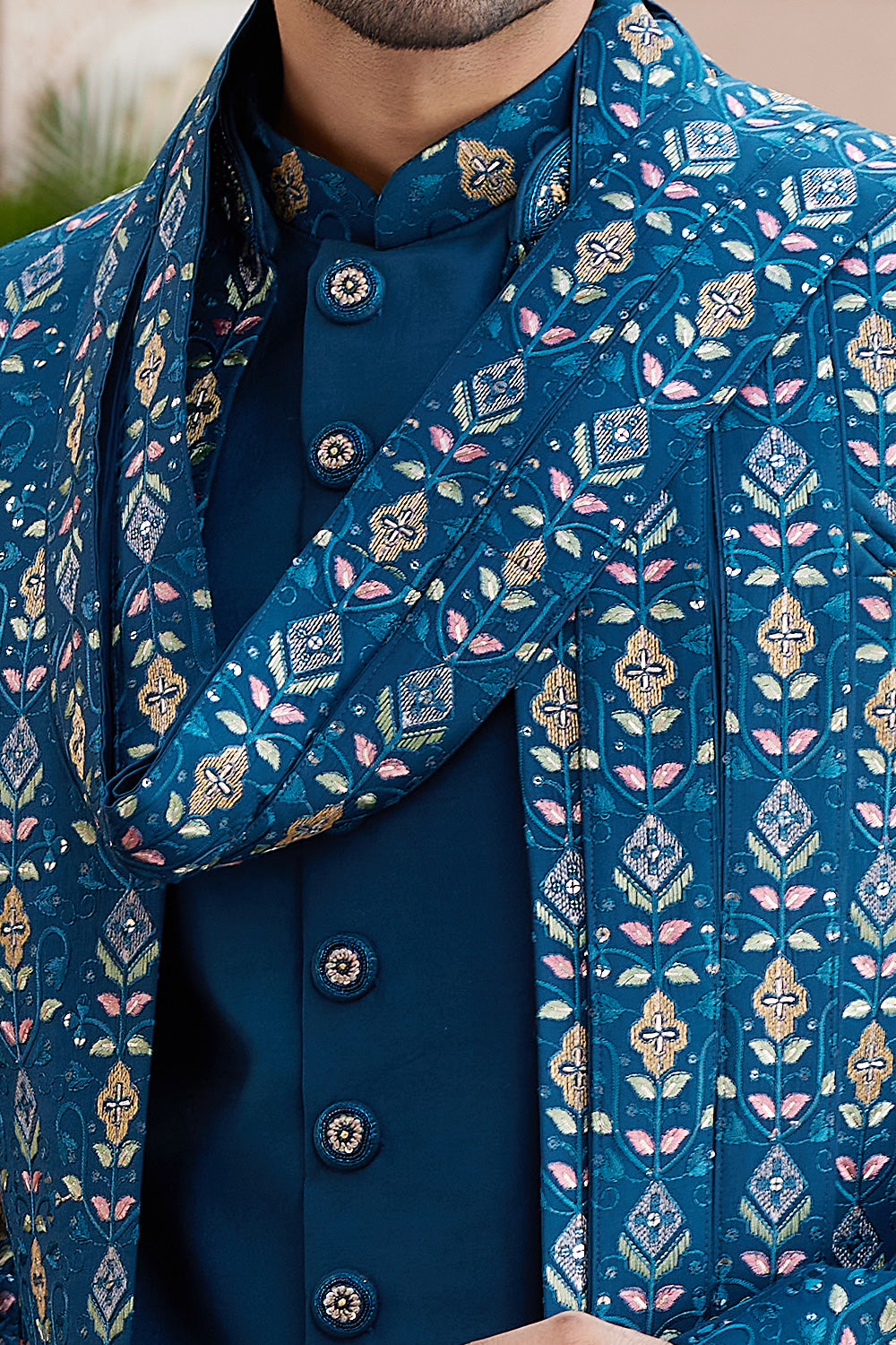 Blue Art Silk Indo Western (NMK-8197) - Nihal Fashions