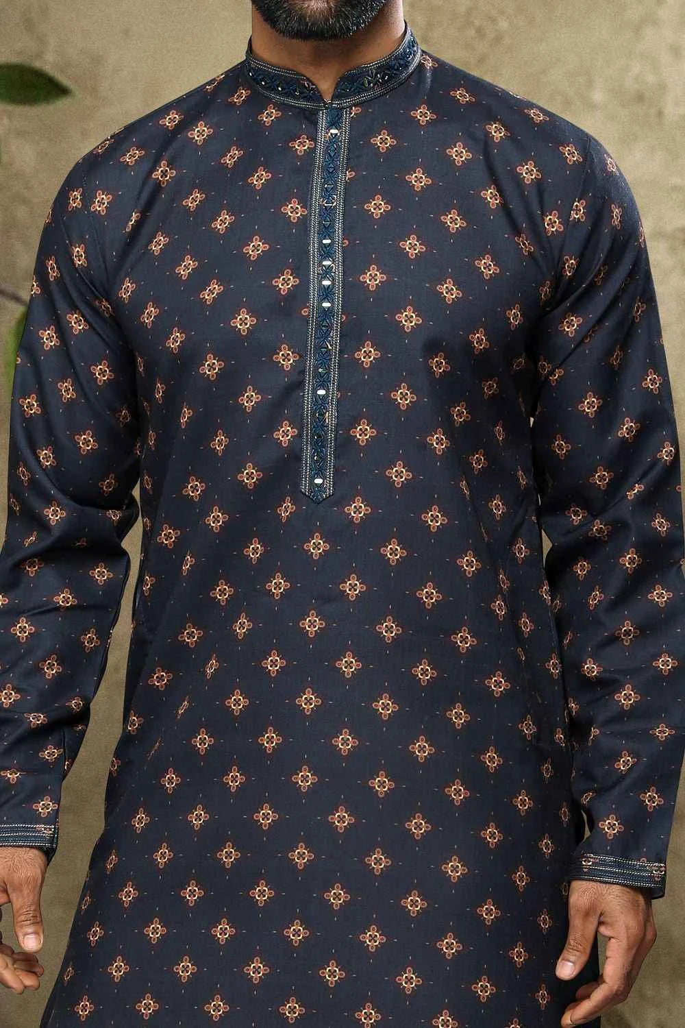 Blue Cotton Casual Kurta Pajama (NMK-6127)