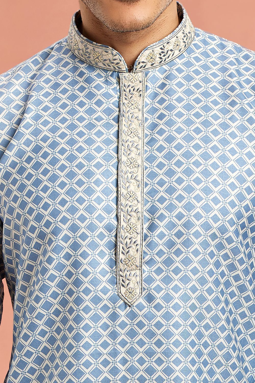 Blue Cotton Casual Kurta Pajama (NMK-7539) - Nihal Fashions
