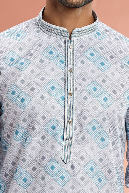 Blue Cotton Casual Kurtas for Men (NMK-7547) - Nihal Fashions