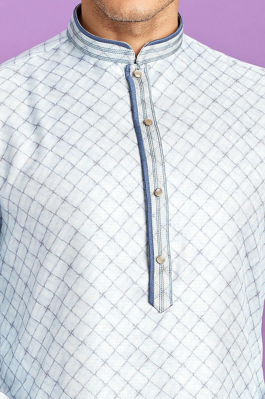 Blue Cotton Kurta Pajama (NMK-7549) - Nihal Fashions