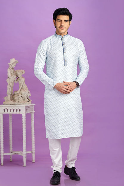 Blue Cotton Kurta Pajama (NMK-7549) - Nihal Fashions